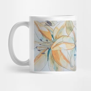 Pale orange lilies watercolour painting Mug